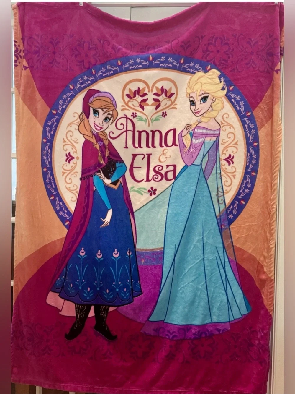 Disney Frozen Anna Elsa Oversized Super Thick Fleece Throw Blanket 59” X 78”